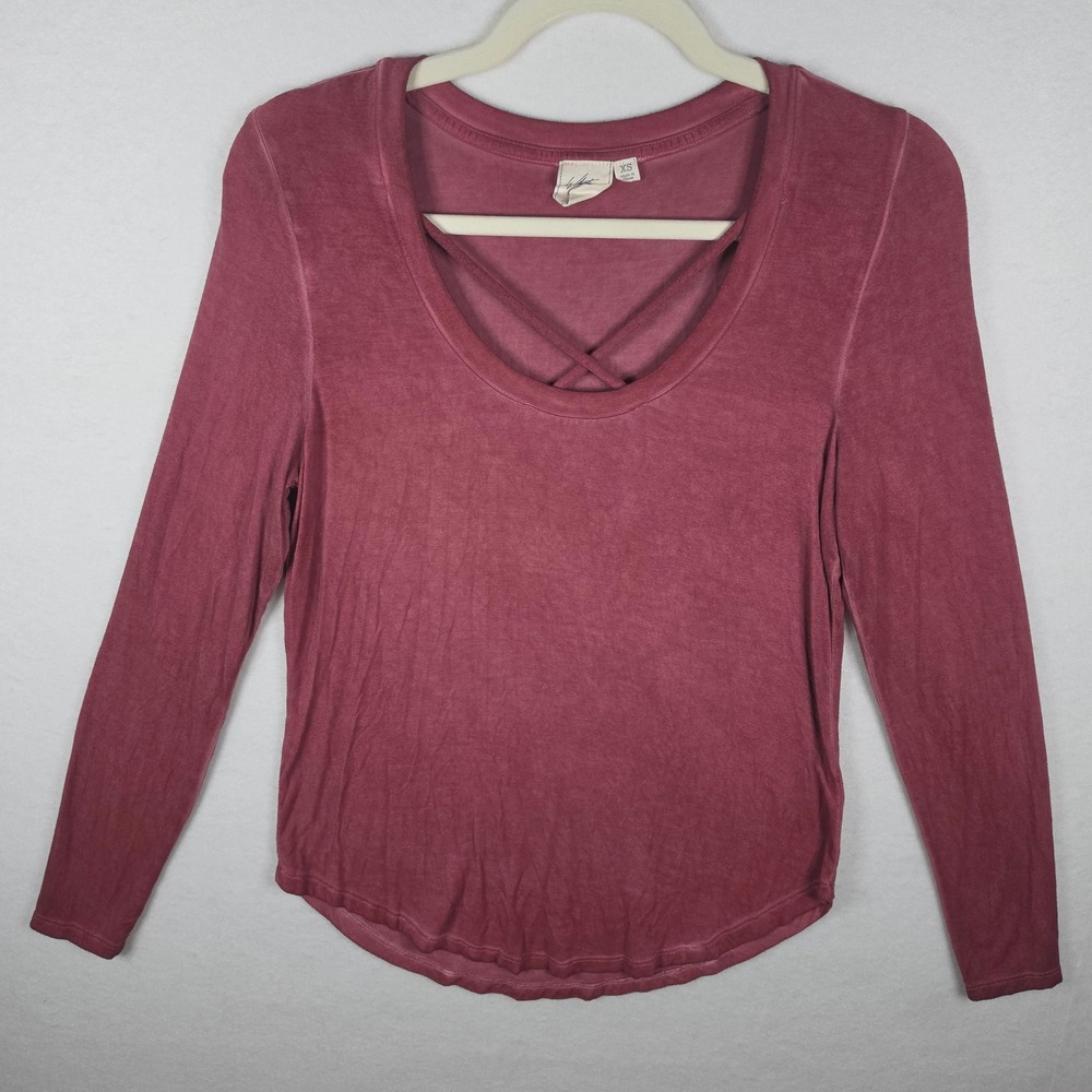 Bundle White Crow Strappy Crossover Long Sleeve Tops XS Teal Burgundy